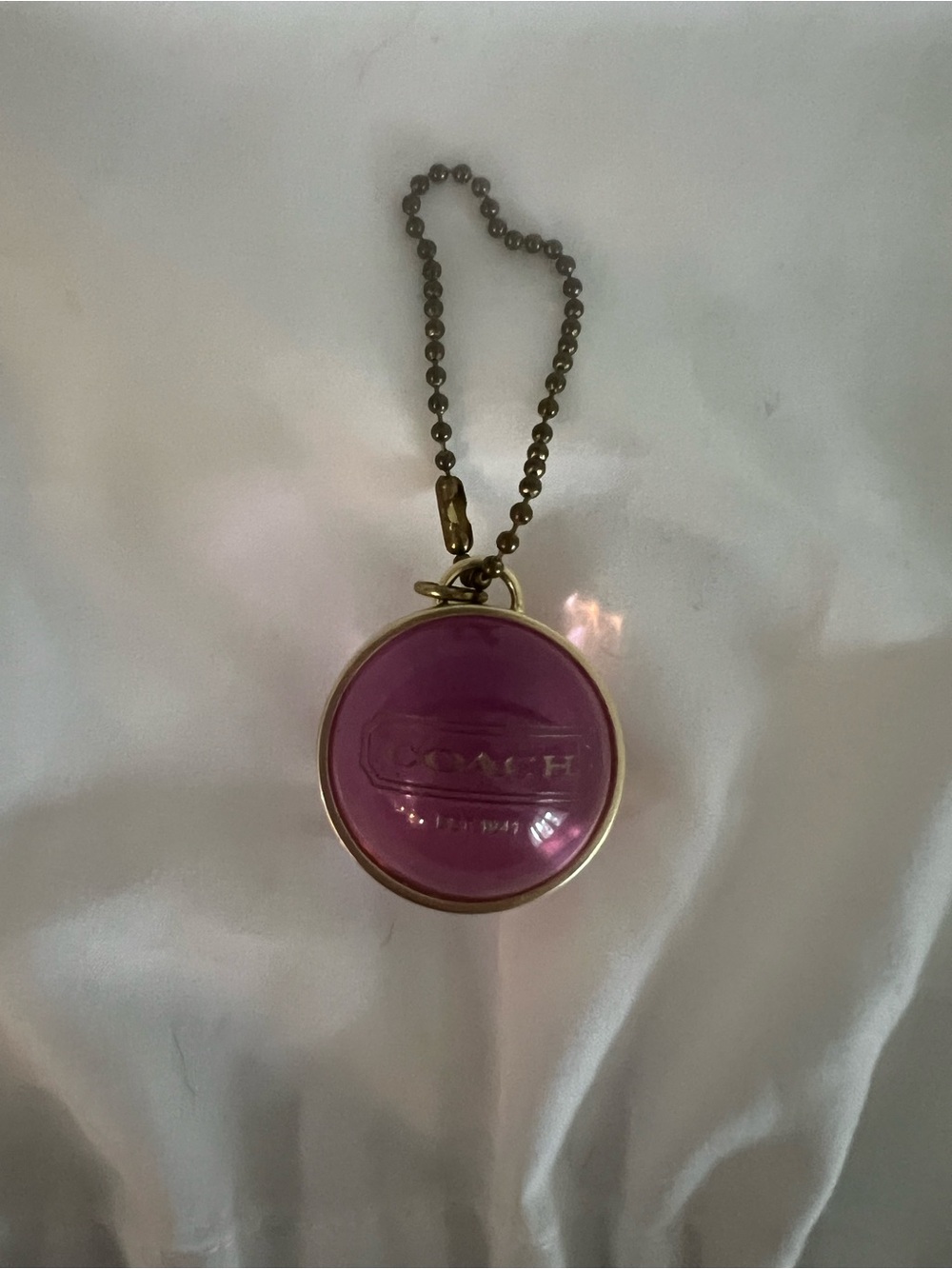 COACH Vintage Orb Sphere PINK Transparent Bag Charm Keychain Necklace